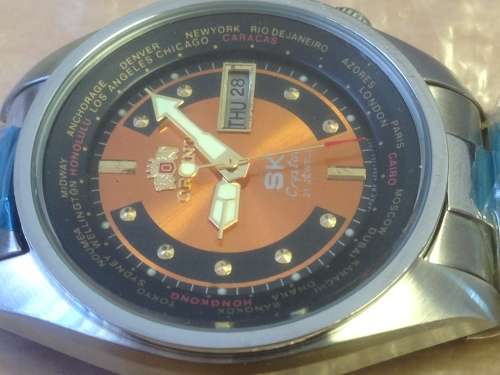 Orient Men's SK 21 Jewel Automatic World-timer -Rare Metallic Orange