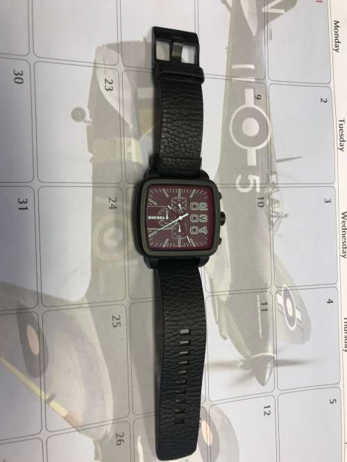 DIESEL DZ4303 MEN'S SQUARE CHRONOGRAPH BROWN LEATHER STRAP WATCH