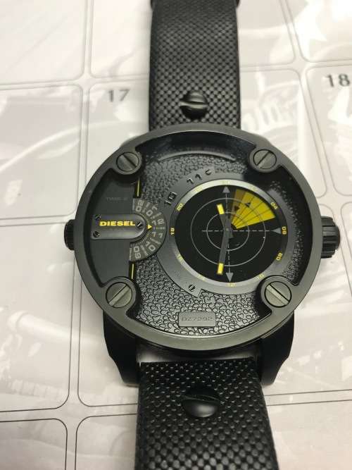 Diesel Little Daddy Black Dial Stainless Steel Leather Quartz Men's Watch DZ7292