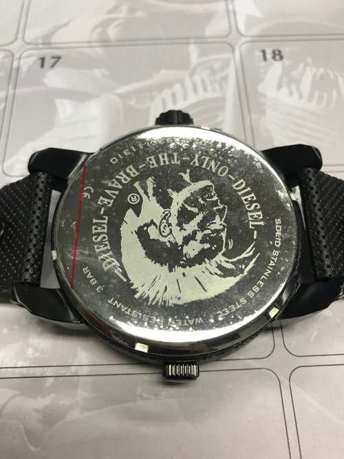Diesel Little Daddy Black Dial Stainless Steel Leather Quartz Men's Watch DZ7292