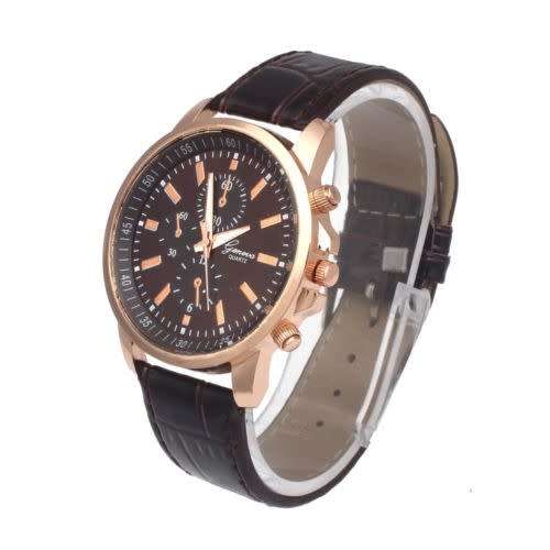 New Geneva Leather Watch Analog Quartz Dial Wrist Watch Unisex Men Sport Watches