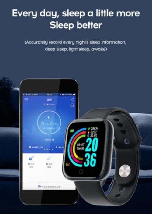 Y68 Smart Watch Waterproof Heart Rate Tracker Fitness