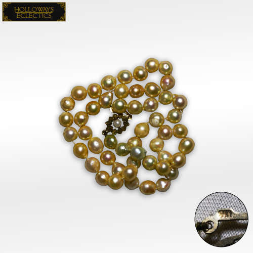 Worth *R16150 1945 Vintage Cultured Gold Pearl Necklace With 9kt Gold Leaf Clasp