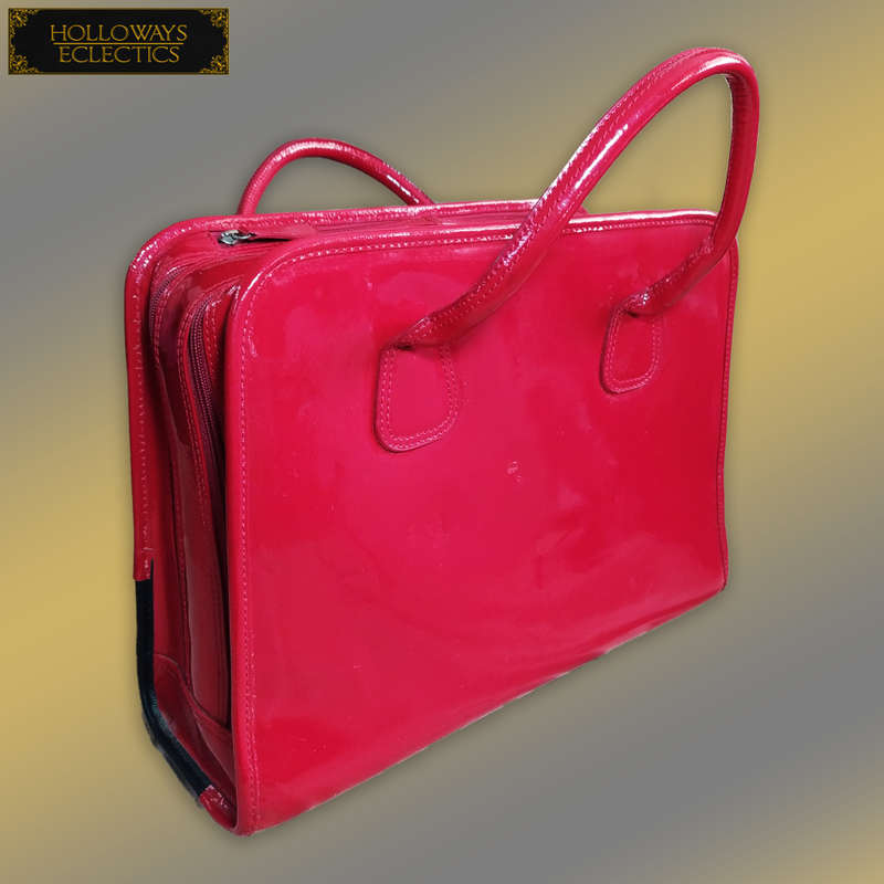 Red Leather Laptop Trolly Bag