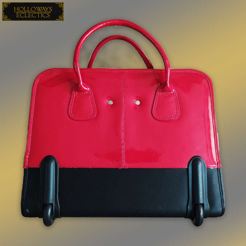Red Leather Laptop Trolly Bag