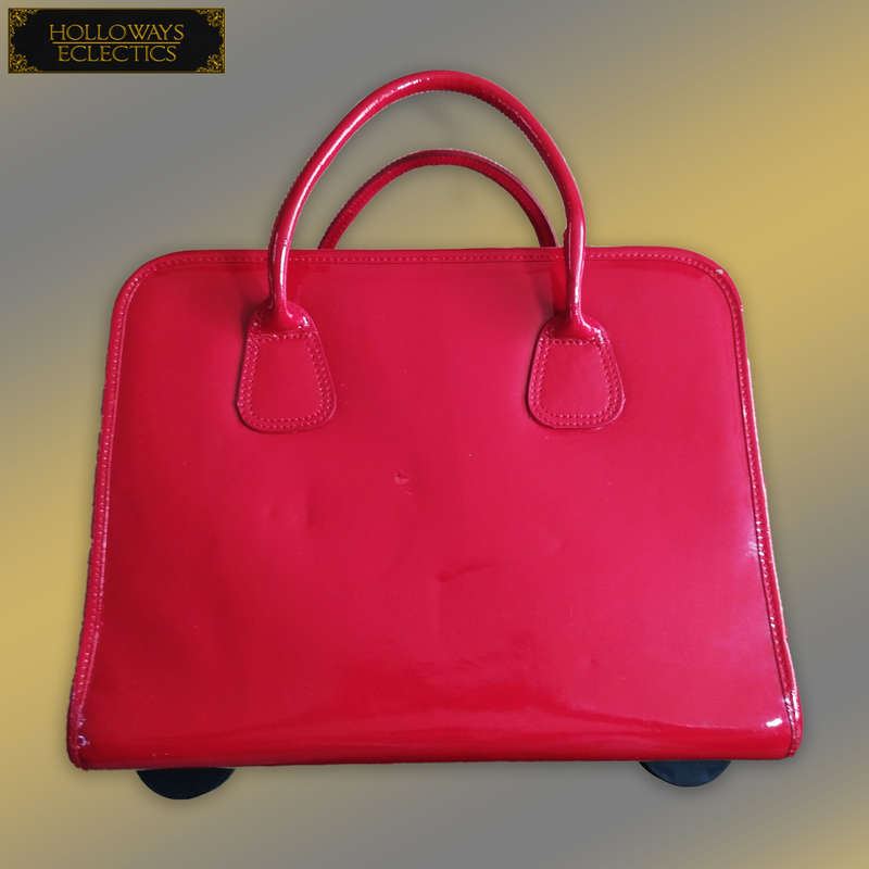 Red Leather Laptop Trolly Bag