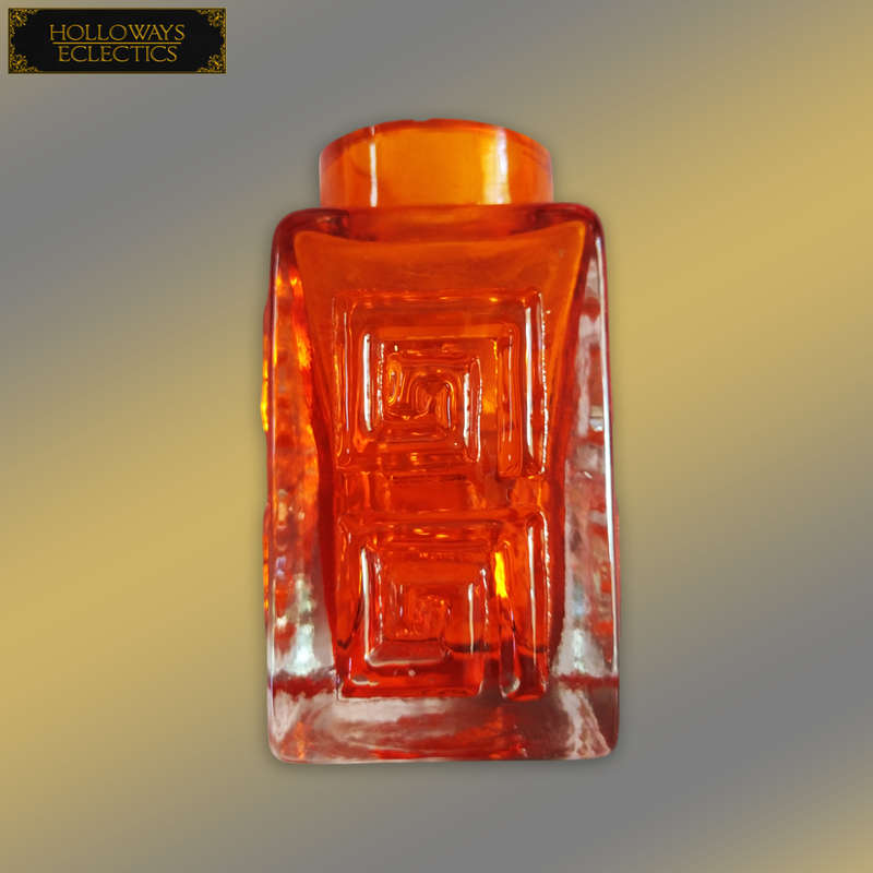 Whitefriars Tangerine Greek Key Vase