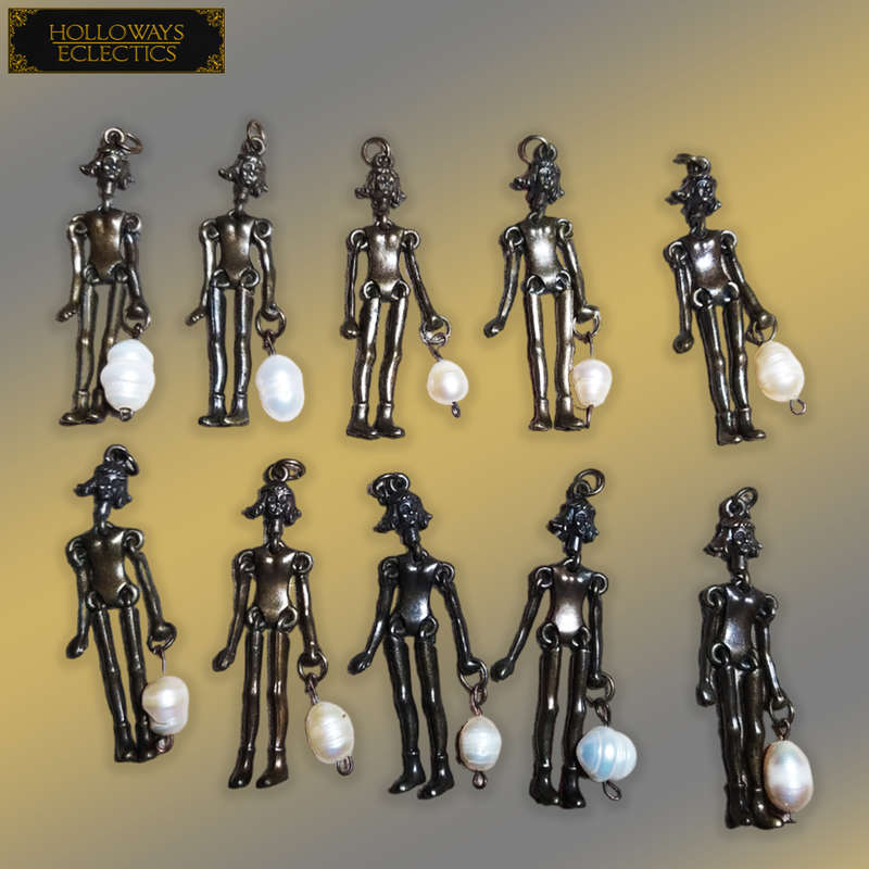 Scares Vintage Brass Doll Pearl Charms