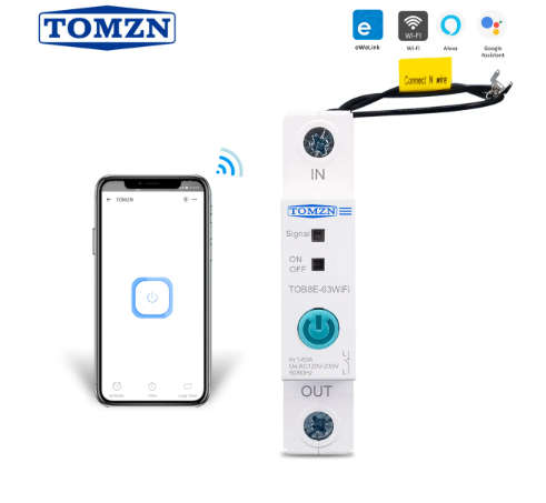 63A Din Rail WIFI Circuit Breaker Smart Switch Remote Control by Ewelink APP for Smart Home 18mm 63A