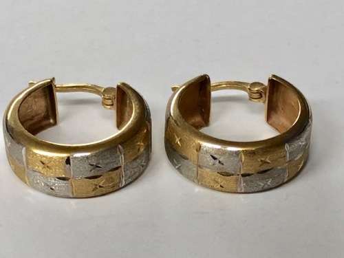 9ct Yellow Gold Earrings Two Tone