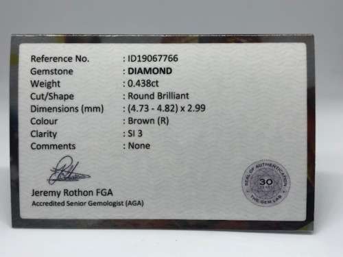 DIAMOND Round Brilliant 0.438ct BROWN SI3