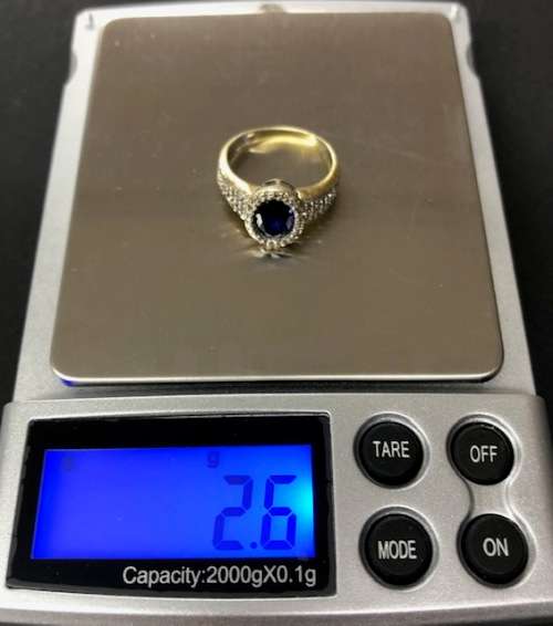 9ct Yellow Gold Ring - Blue Stone