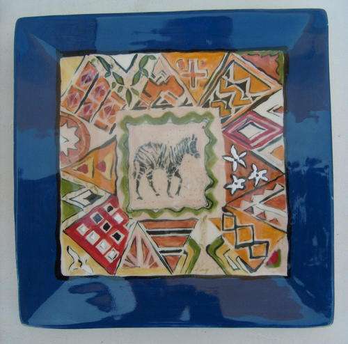 HANDPAINTED "ZEBRA" PLATE ** Very nice item**