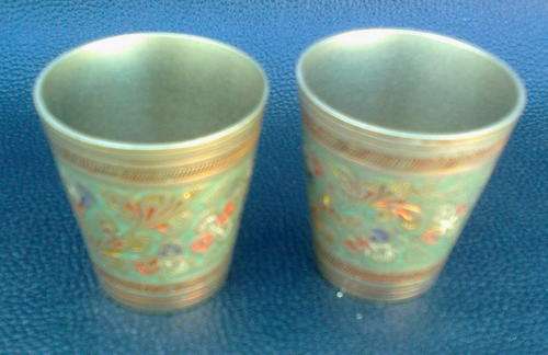 ** 2 Lovely ORNATE BRASS TOT MEASURE CUPS ** Very unusual items!