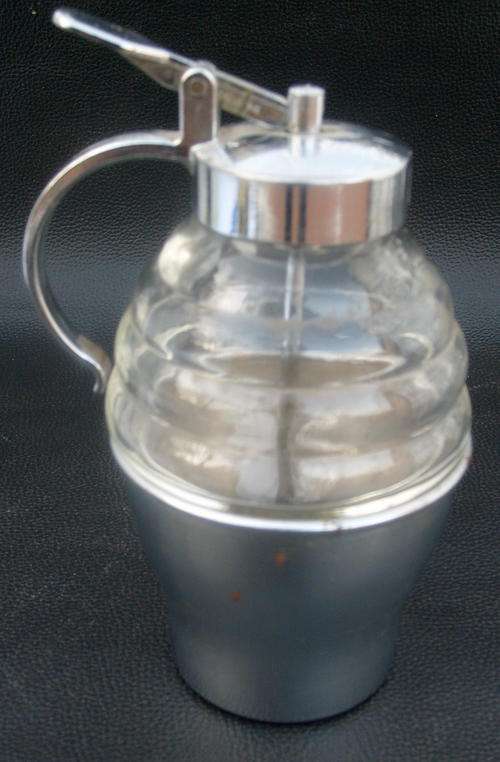 Vintage GLASS AND SILVER CONDIMENT HOLDER - very unusual!!