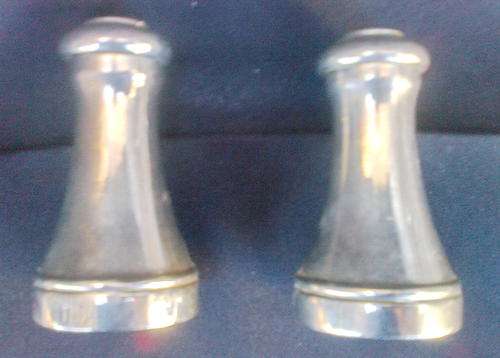PAIR OF SILVER PLATED SALT & PEPPER SHAKERS - very solid.
