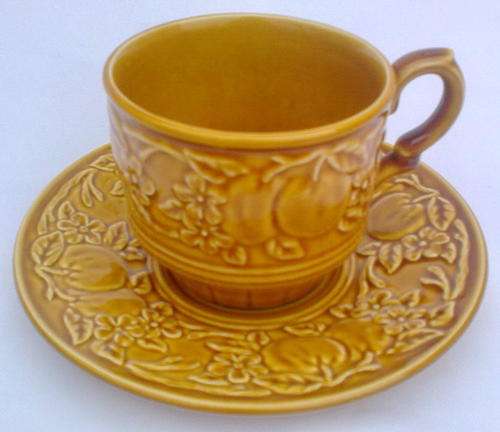 RETRO CUP AND SAUCER WITH ORNATE RAISED DETAIL #2 (Myott, England)
