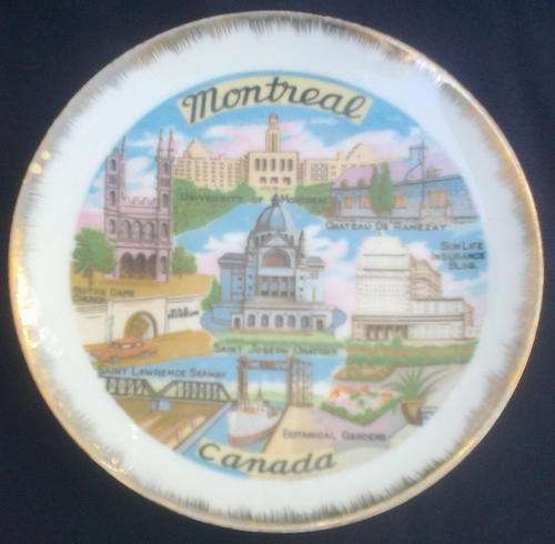 WALL PLATE DEPICTING PLACES OF INTEREST IN MONTREAL, CANADA.