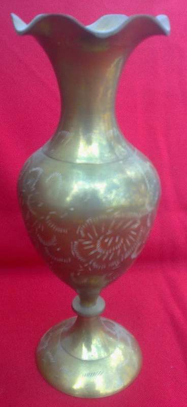 HAND ENGRAVED BRASS VASE #1