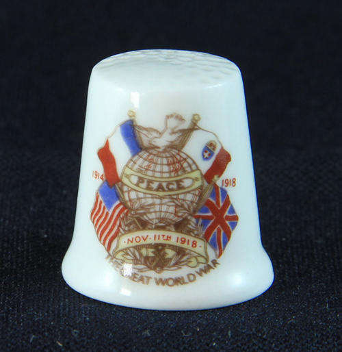 "The Great World War" FINE BONE CHINA THIMBLE, made in England.