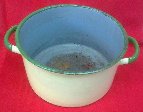 VINTAGE ENAMEL POT (#38) - ideal to be used as utility container/planter.