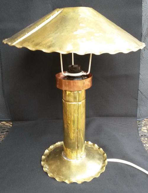 RARE, RARE and UNUSUAL!!  Vintage BRASS TABLE LAMP WITH BRASS SHADE!