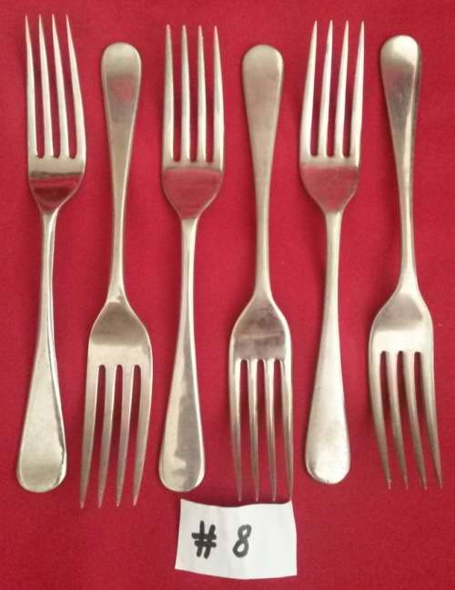 6 x vintage Rustless nickel silver (Sheffield) dinner forks #8