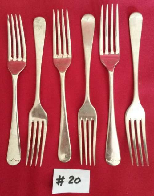 6 x Old EPNS dinner forks #20