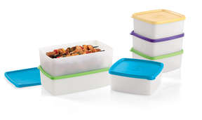 Tupperware blossom storage set  2 X Double Diners & 4 square rounds