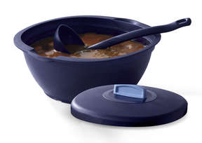 Tupperware Legacy Soup Server (1.8l) with ladle INDIGO & 4 x 400ml legacy bowls