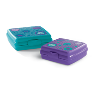 Tupperware Sandwich Keeper Square Set (2)BLUE RHINO & FLOWER