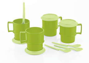 Tupperware Multi Mugs (Micro Reheatable) with coasters/covers (280ml x 4)