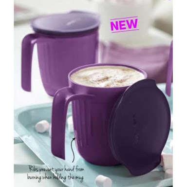 Tupperware Allegra Mugs with Liquid tight Seald 400ml x 4 NEW COLOUR PURPLE