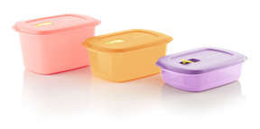 Tupperware Crystalwave Rectangle Set 1.7L & 2.3L  & 1L MICROWAVEABLE, NEW COLOURS PEACH, ORANGE & PU