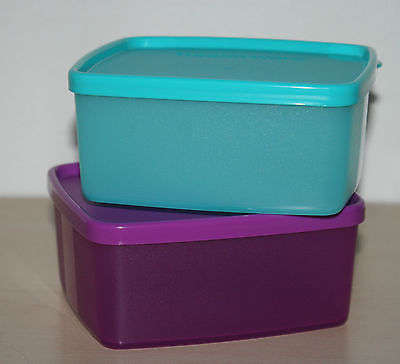 Tupperware small square rounds (400ml x 2) PURPLE