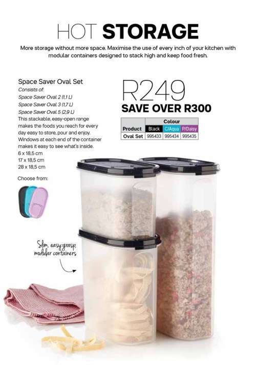 Tupperware Space Saver Oval Set  5,3,2 & 1 (FULL SET EXCLUDING 4!)AQUA, PURPLE,BLACK WITHFLIP CAP