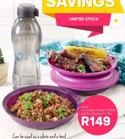 Tupperware favourite double plates ( 700ml x 2) & 1L BOTTLE!!