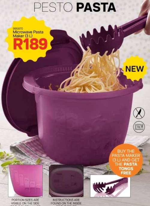 Tupperware Microwave Pasta Maker LARGE 3L with tongs
