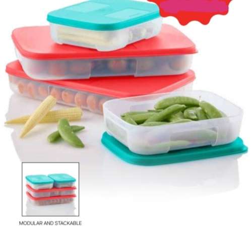 Tupperware Fridge Mates Set (4 items)2 x 650ml, 2 x 300ml CERISE AND TEAL
