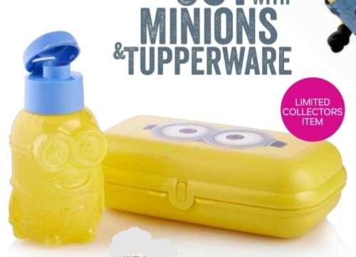 Tupperware Minion lunch Set (lunch box & 500ml screw cap bottle or oyster and 350ml