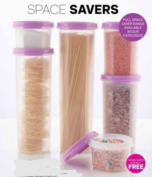 Tupperware round  space saver set (6) Round 2 x 200ML, 440ML, 650ML, 890ML & 1.1L BLACK. AQUA. PURPL