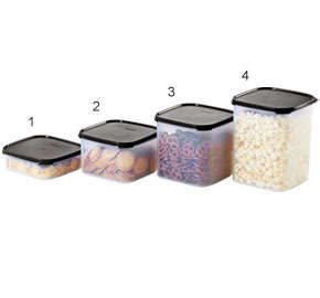 Tupperware SQUARE SET 1,2&3(1.2L, 2.6L, 4L ) BLACK, AQUA, INDIGO, PURPLE OR WINE