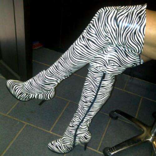 Sexy thigh high zebra print boots