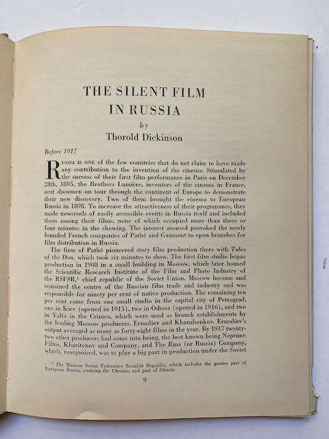 Soviet Cinema by Catherine de la Roche and Thorold Dickinson. (The National Cinema Series)