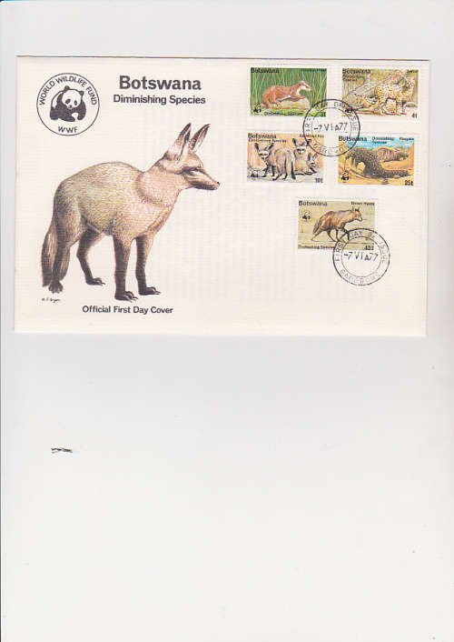 WWF F.D.C . BOTSWANA DIMINISHING SPECIES
