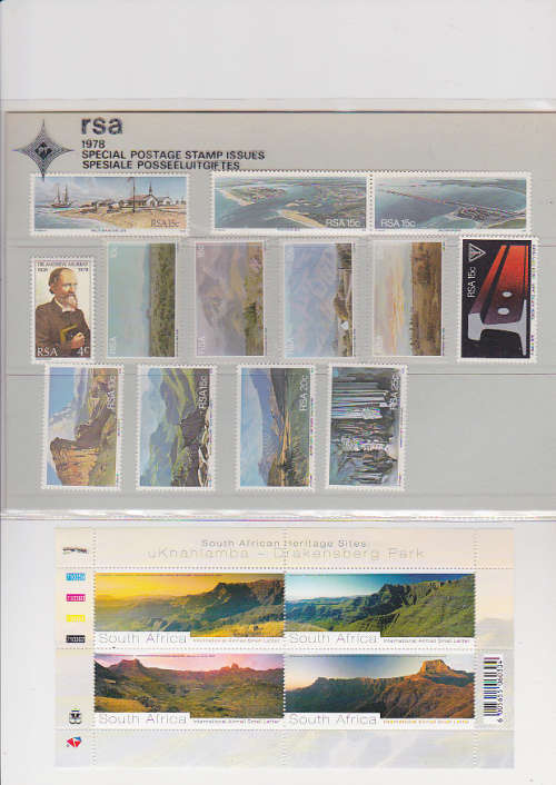 1978 R.S.A. SPECIAL STAMPS + MINITURE SHEET ON DRAKENSBURG PARK .