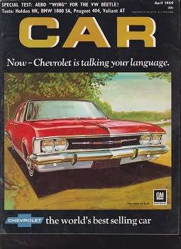 car magazine-april 1969-100% in tact-see scan-vintage