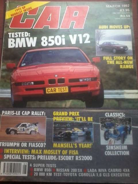CAR MAGAZINE-MARCH 1992- GOOD CONDITION