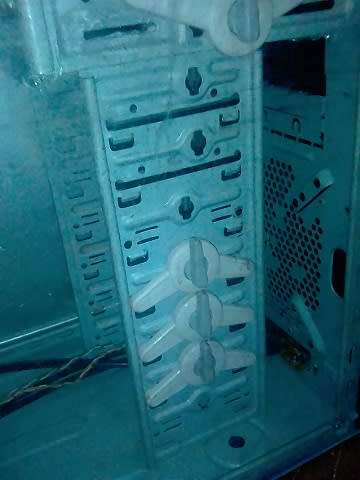 desktop tower case -with light blue see through perspex side panel and original panel-see pictures