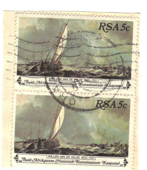 WILLEM VAN DE VELDE  1631707-SUID AFRIKAANSE NASIONALE KUNSMUSEUM-KAAPSTAD-RSA 5c-AS PER SCAN